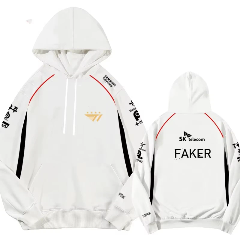 2024 New T1 Esports Team Uniform Hoodie League Of Legends World Finals Jersey Sweatshirt LOL Games Faker Fan Support Men Clothes
