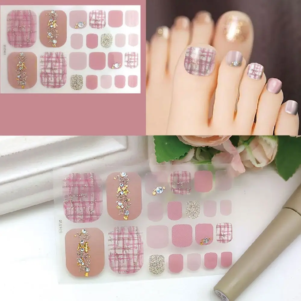 Belleza y salud uñas postizas raya cubierta completa calcomanías autoadhesivas para manicura pegatinas para uñas de los pies decoraciones para pies estilo fresco