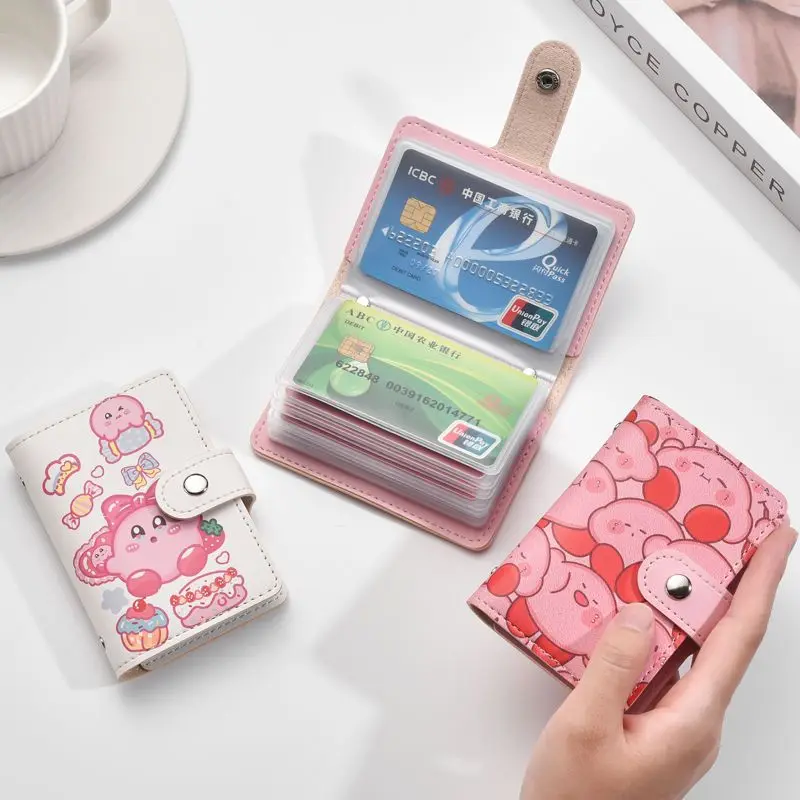 Kirby Card Holder Cute Cartoon Personality Large Capacity Multi-card Slot Clamp Sleeve Fashion Exquisite Portable Storage Bag view 3