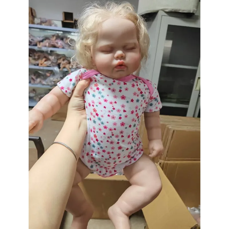 Muñeca durmiente de pepinillos de 24 pulgadas y 60cm, muñeca bebé Reborn realista de princesa con pelo de raíz de mano