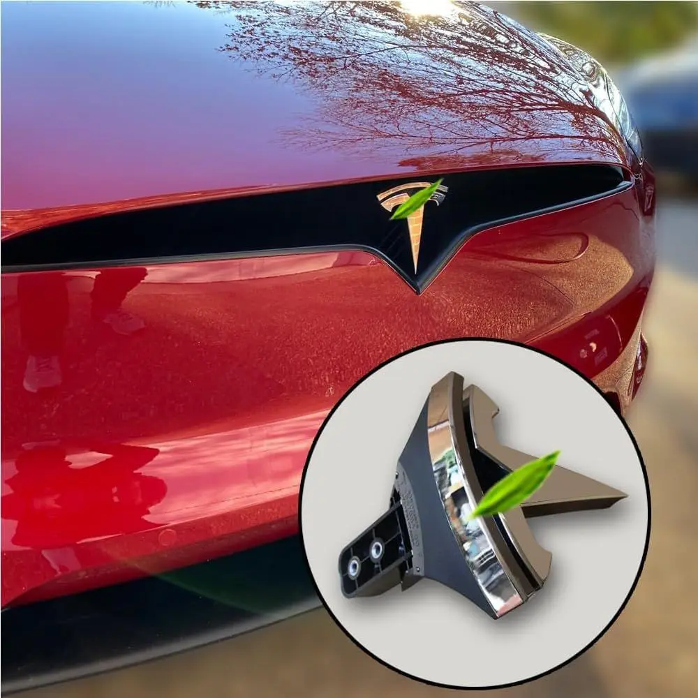 Front Hood/Grille Bright Emblem Logo Compatible with Tesla Model X - Chrome Pattern 1 Piece