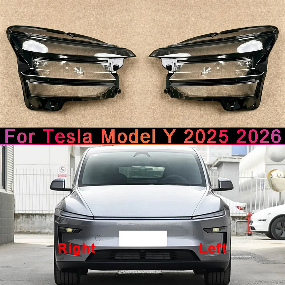 

For Tesla 2025 2026 Model Y Front Headlamp Lamp Cover Transparent Headlight Shell Lens Plexiglass Replace The Original Lampshade