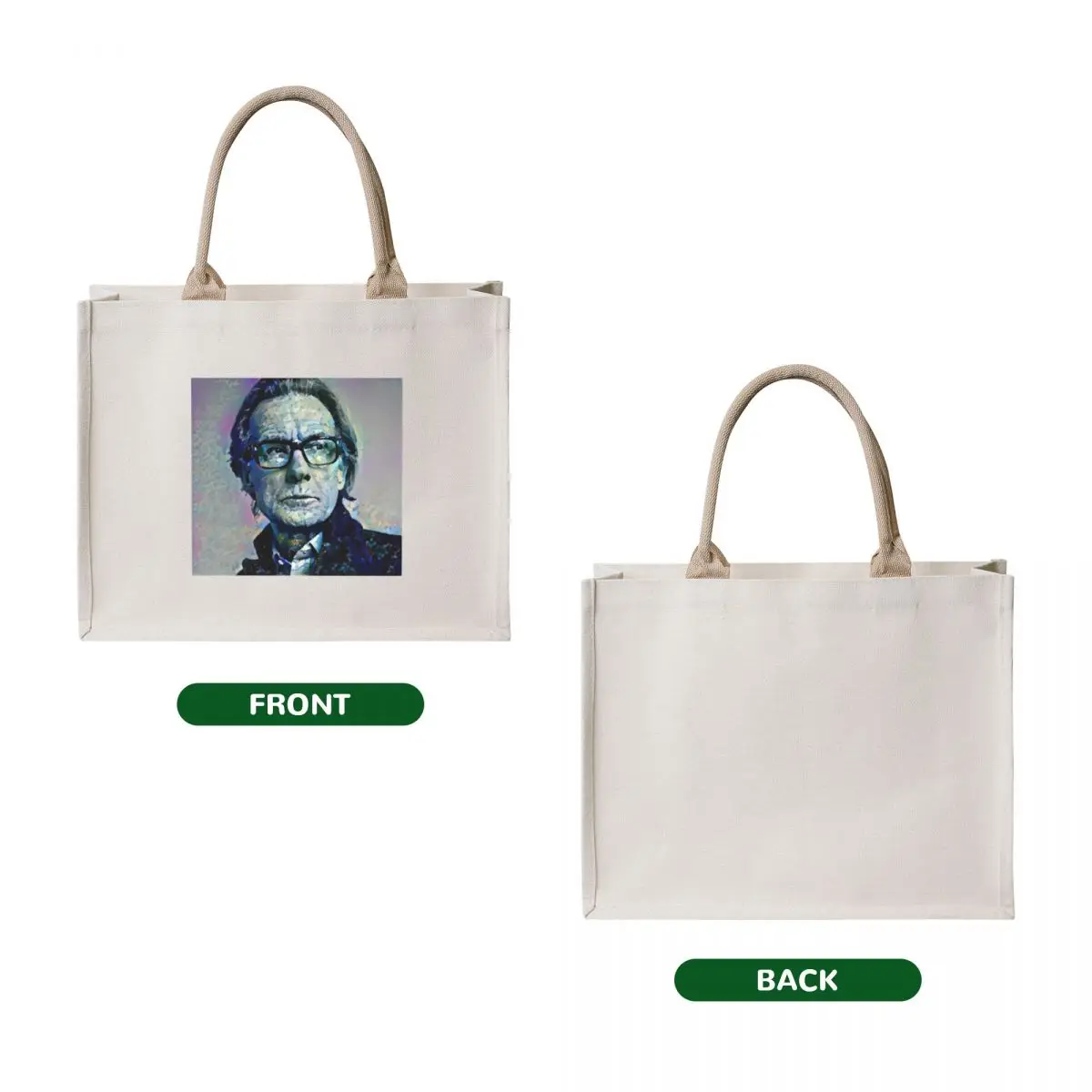 Bill Nighy Portrait Tote Bag custom tote bag canvas shopping bag Candy bags shopping bags foldable