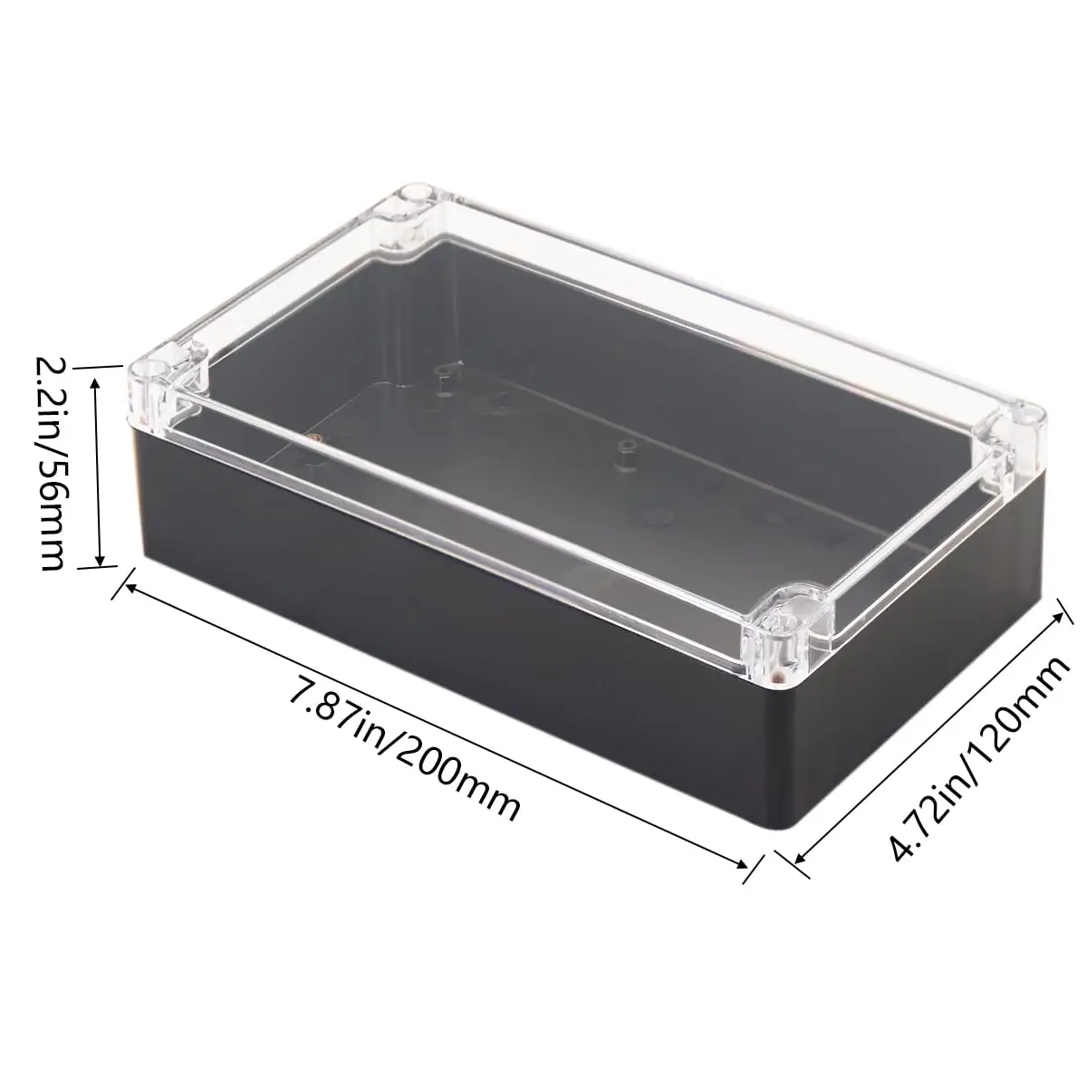 Project Box Waterproof Junction Box ABS Plastic Black Electrical Boxes DIY Electronic Project Case Power Enclosure Clear Cover