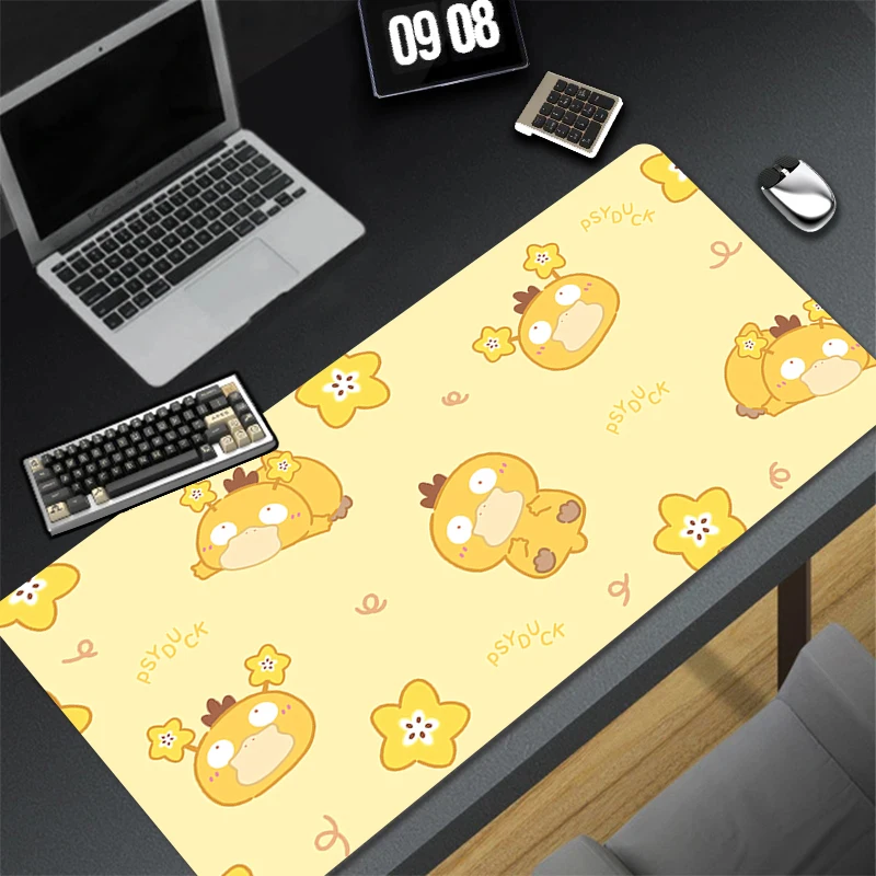 Kawaii japan anime mauspad pc gelber stern ente gamer schrank tastatur teppich xxl p-pokemon p-psyduck mouse pad große süße schreibtisch matte