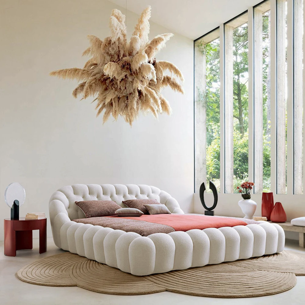 High-Density 45D Sponge Foam with Metal Solid Wood Frame Modern OEM Customizable Factory Fabric Upholstered Design Bubble Bed