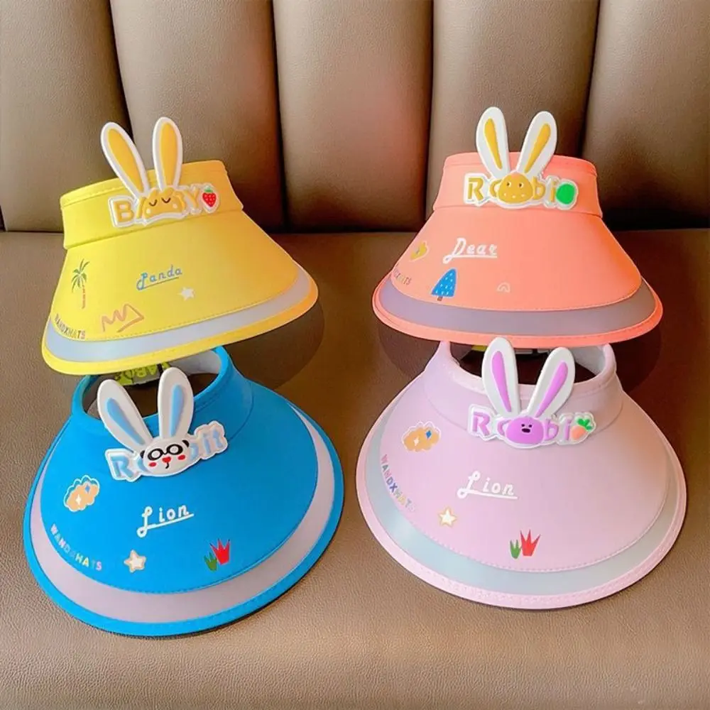 Shading Hat Rabbit Empty Top Hat Anti-UV Sun Hat No Top Beach Hat Cartoon Sunshade Hat Korean Style Children's Visor Hat Boy