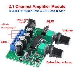 TDA1517P 2.1 Super Bass Mini Micro 3 CH Power Amplifier Board 6W+6W+25W HIFI Class D Digital Power Amplifier Module