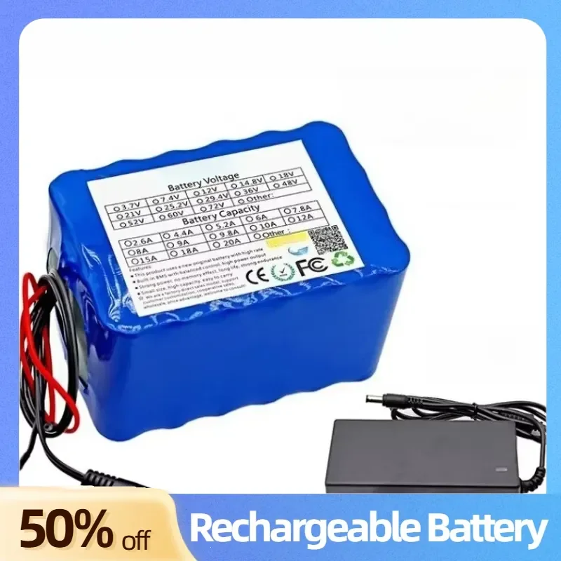 4S6P 14.8V 18Ah 18650 Li-Ion Battery for Fishing Light Heater Mining Machine Amplifier Rechargeable Batteries+16.8V2A EU Charger