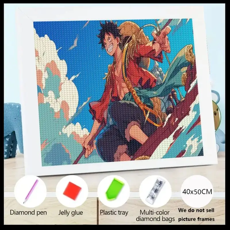 

1 шт. модный аниме One Piece Monkey D. Luffy 5D комплект алмазной живописи, полная дрель DIY Crystal Diamond Painting, 40x50 см большой рейн