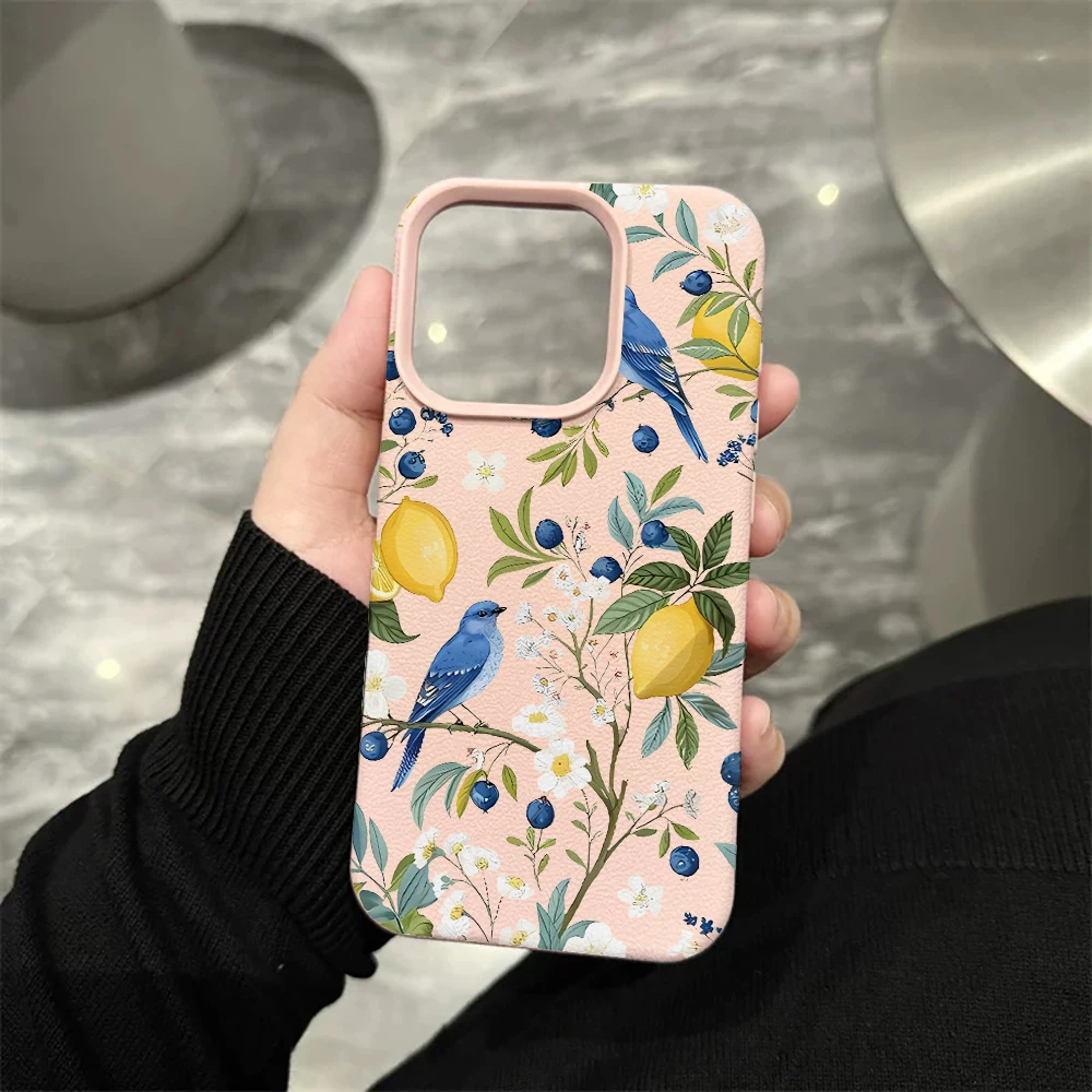 Blue Bird Lemon Handyhülle für iPhone 17 16 15 14 13 12 Pro Max 16 15 14 Plus 17 16 15 14 13 12 Pro 17Air Silikon-Matt-Cover – Detail 7