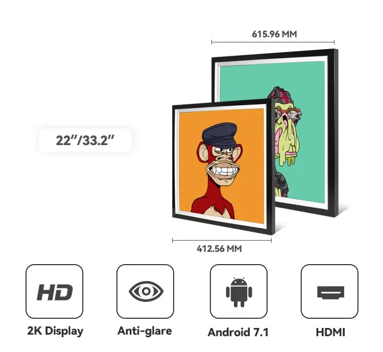 

Hd Advertising Square Lcd Screen Display Video Nft Art Picture Wifi Digital Photo Frame