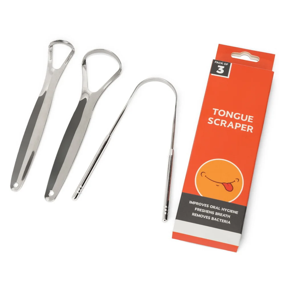 Raspador de lengua de Metal para adultos y niños, cepillo limpiador de lengua de acero inoxidable para respiración fresca, limpieza de lengua