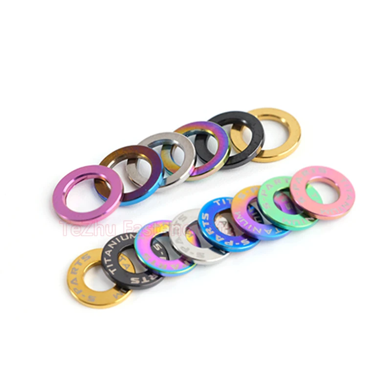 1pcs Titanium Alloy Flat Gasket M6 M8 M10 M12 M14 Electric Motorcycle Washer OD 10/13/16/18/20/24mm Thickness 1/1.2/1.6/2mm