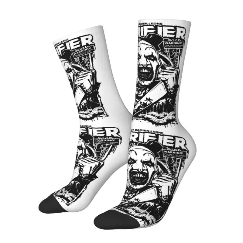 Harajuku Terrifier Socks Men Women Warm 3D Print Horror Movie Halloween Clown Basketball Sports Socks