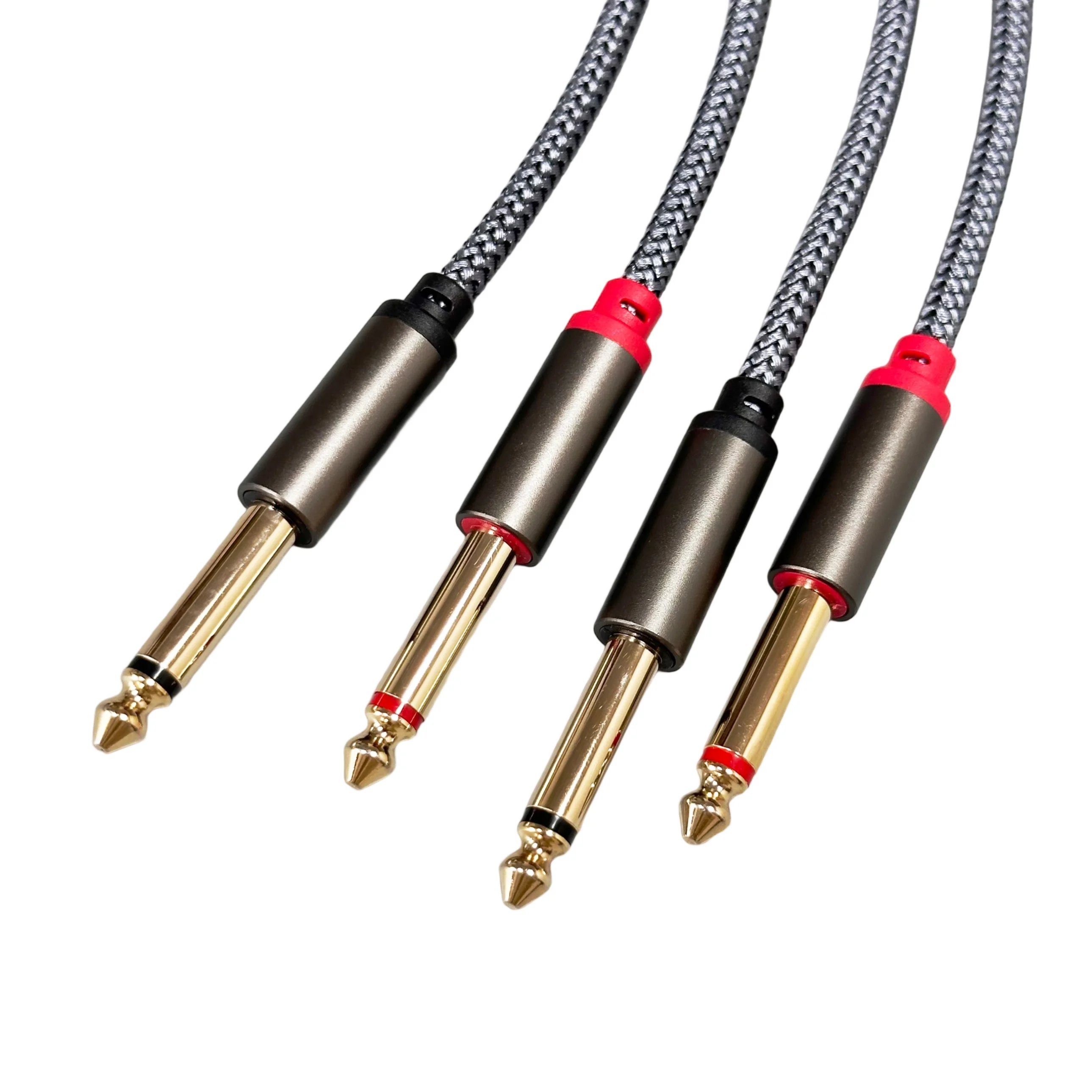 Dubbele 6,35 mm 1/4 TS naar dubbele 1/4 TS-stereokabel, connector