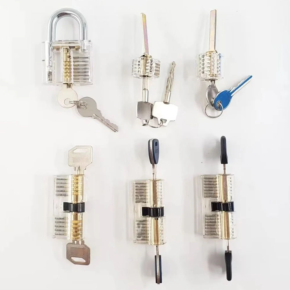 Transparent Lock Pick Visible Training Skill Cutaway Inside Copper Padlock Tool for Locksmith Supplier Hardware Practice