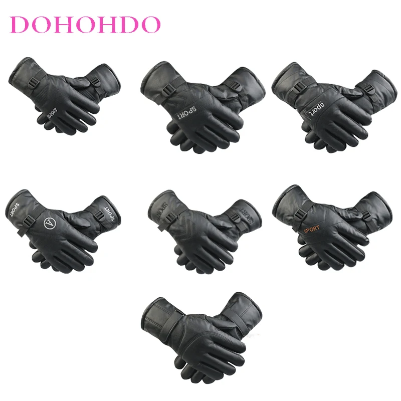 Guantes impermeables de invierno, guantes negros de cuero y algodón con pantalla táctil, guantes cálidos y gruesos a prueba de viento para montar en motocicleta fríos, perfectasки