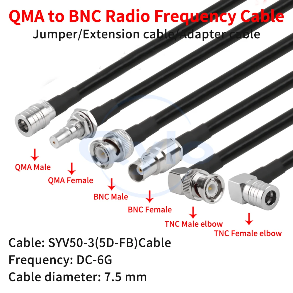 

Переходник QMA к BNC «папа/гнездо» Коаксиальный кабель QMA к BNC SYV50-5 (5D-FB) Переходник коаксиального кабеля (1 шт.)