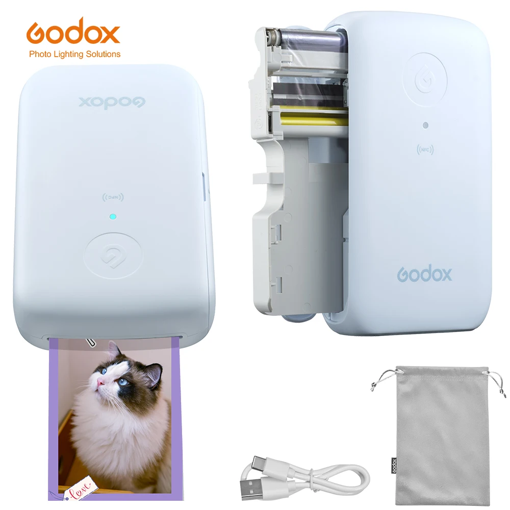 GODOX P100 Portable Color Photo Printer With All-in-One Photo Paper Cartridge Automatic Lamination Process Design For C100