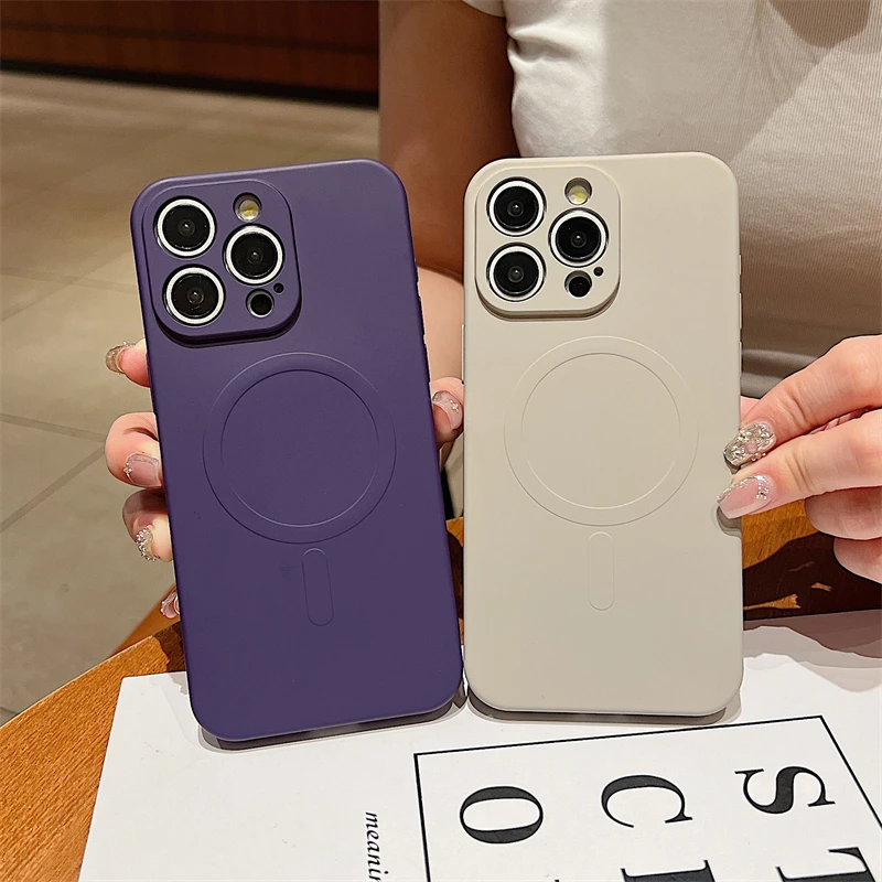 Liquid Silicone For Magsafe Magnetic Wireless Charge Case For iPhone 16 15 14 Plus 11 12 13 Pro Max XS XR Shockproof Soft Cover