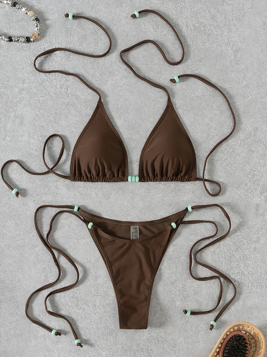 

XS - L Halter High Cut Strappy Bikini Female Swimsuit Women Swimwear Two-pieces Bikini set Bather Bathing Suit Swim Beachwear