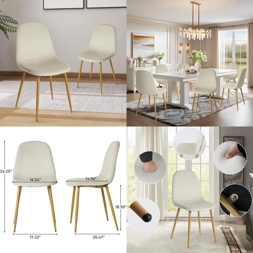 

Modern Fabric Armless Accent Chairs Set of 2, Comfortable Kitchen Side Chairs with Padded Seats for Stylish Dining, Durable and
