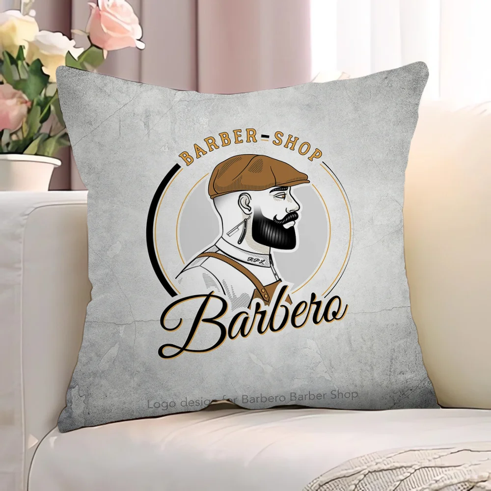 Barber Shop Decorative Pillowcase for Pillow Cushion Cover Lounge Chairs Cushions Short Plush Pillowcases 40x40 Pillows Sofa