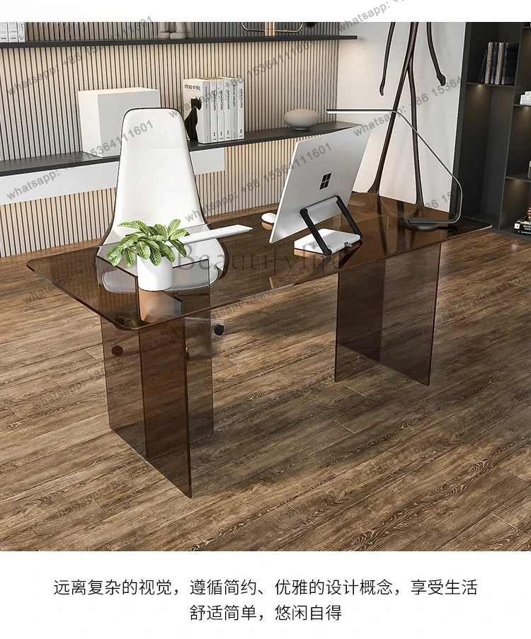 desk tempered glass computer home desk acrylic modern  writing desk