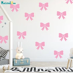 4 Styles Cute Pretty Bows Pattern Wall Graphic Sticker Kids Nursery Decorative Vinyl Removable Decal for Lovely Girls YT6746