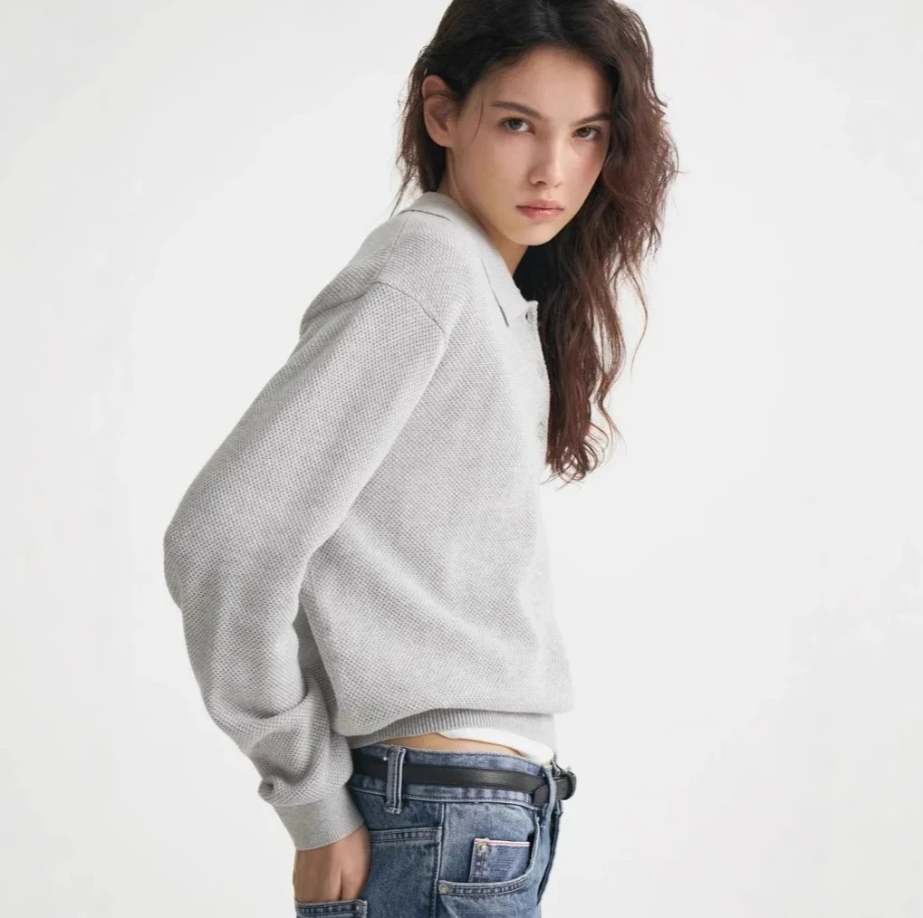 

Women's Autumn Top Casual Collar Knitted Sweater Versatile All-Match Loose Fit Knitwear Comfortable Breathable