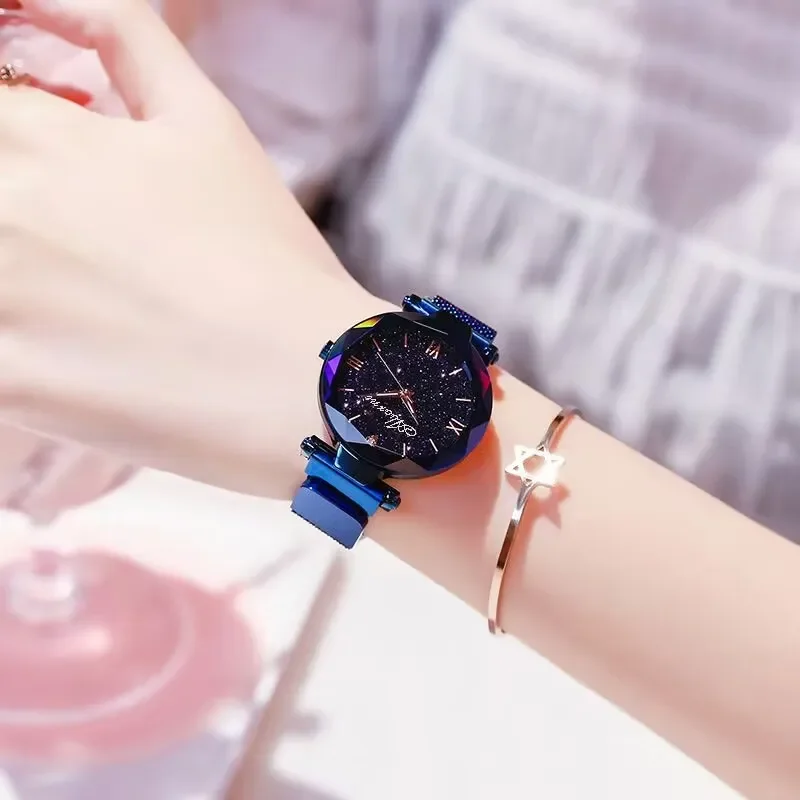 Orologio da donna con cielo stellato TikTok con nastro magnetico, lo stesso stile di tendenza uno su Douyin, un studente alla moda ed elegante