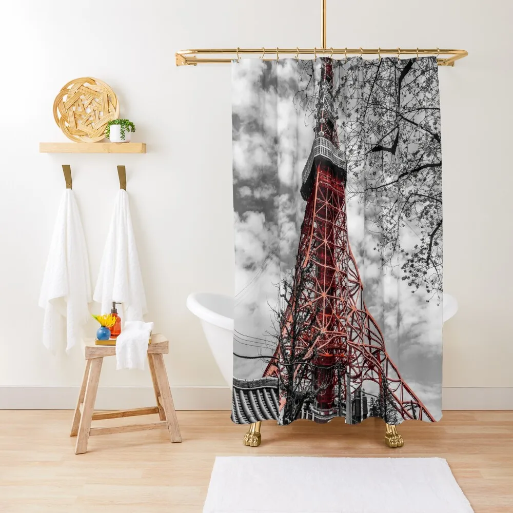 

Занавеска для душа Tokyo Tower, элегантная водонепроницаемая занавеска для ванной комнаты, аксессуары для туалета, занавеска для ванной комнаты