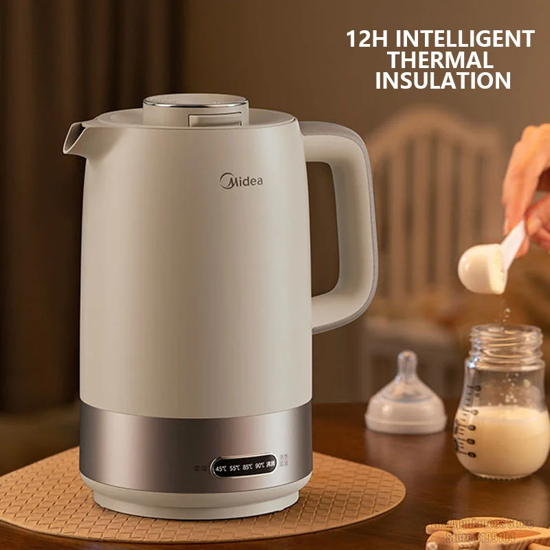 Midea ketel listrik keselamatan 1,7l, Ketel air isolasi termal tahan bocor untuk dapur rumah 316L MK-SH21-I baja tahan karat