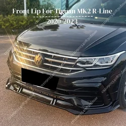 For VW Tiguan MK2 R Line Facelift 2020 2021 2022 2023 Car Front Bumper Splitter Lip Spoiler Gloss Black Diffuser Canard Body Kit