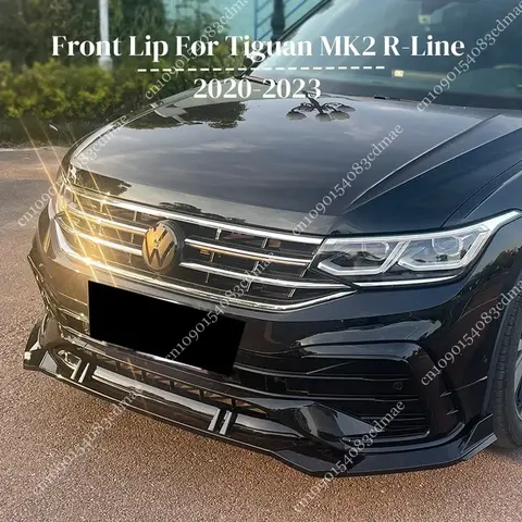 폭스 바겐 Tiguan MK2 R 라인 페이스 리프트 2020 2021 2022 2023 자동차 앞 범퍼 스플리터 립 스포일러 글로스 블랙 디퓨저 카나드 바디 키트
