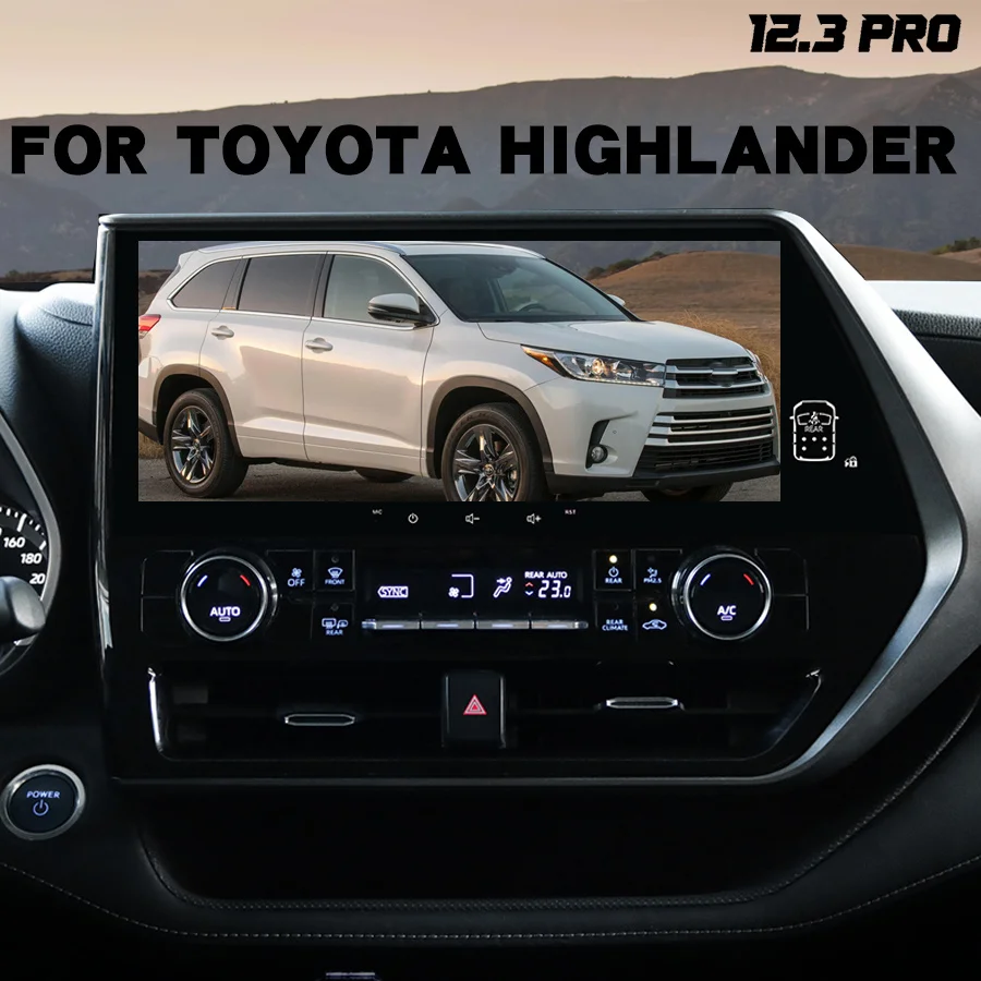 

12.3'' Screen Car Music Stereo 2Din For CROWN KLUGER TOYOTA Highlander Android 12 CarPlay GPS Navigation Multimedia Video Player