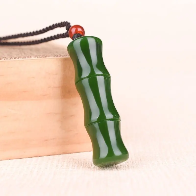 High Jade Pendant Spinach Green Dracaena Sanderiana Pendant Bamboo Necklace Pendant