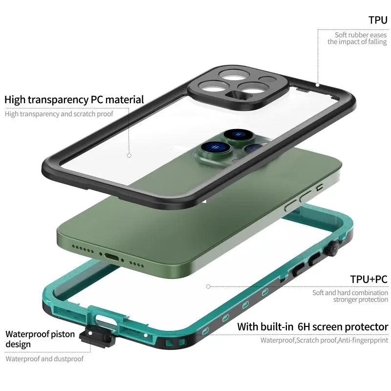 IP68 방수 IPhone 16 15 14 13 12 11 Pro Max XS Max XR SE 78 케이스 RedPepper 커버 다이빙 수중 수영 야외 스포츠