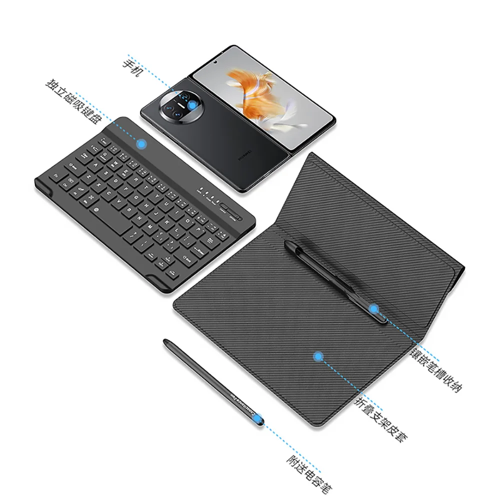 For Huawei Mate X3 Case Luxury Wireless keyboard Cases with stand bluetooth Magnetic PU Leather Cover S pen slot holder Funda