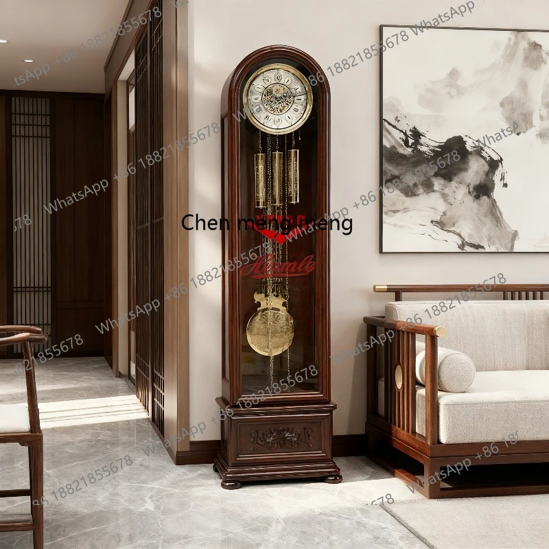 Living room floor clock high-end Chinese retro floor clock vertical mahogany mechanical seat clock