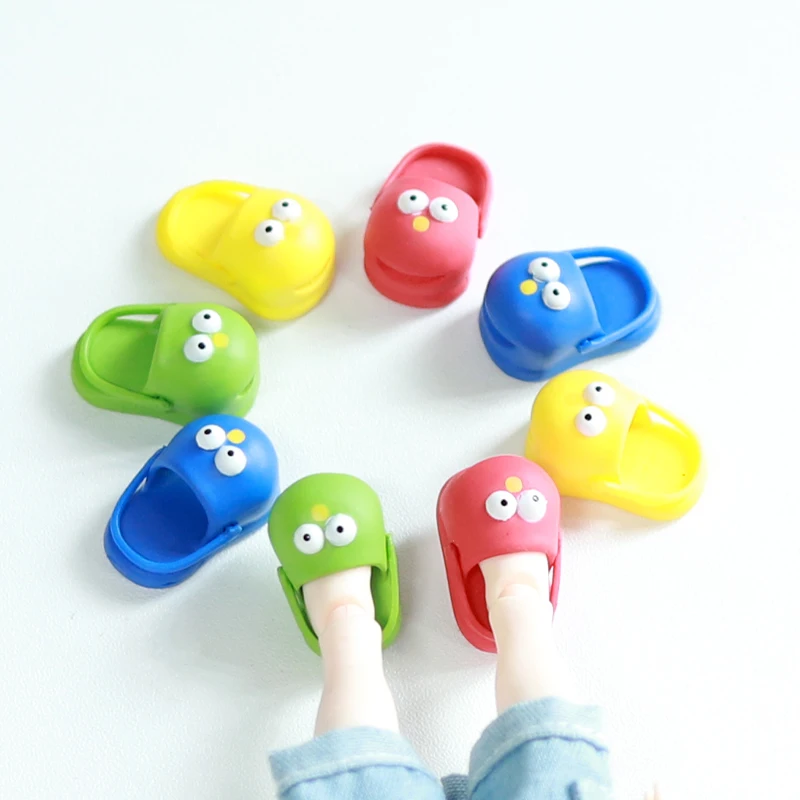 2Pcs 1:12 OB11 Smile Shoes Sippers Doll Classic Shoe Suit For Ob11 1/12 Bjd Detachable Doll Gsc DOD YMY Doll Accessories 4 color