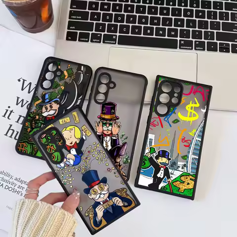 Cartoon Luxury Dollar Monopolys Case For Samsung Galaxy S24Ultra S23 S21 S20 Fe S10 S9 S8 Plus S23 S24 Ultra Cqoues Matte Cover