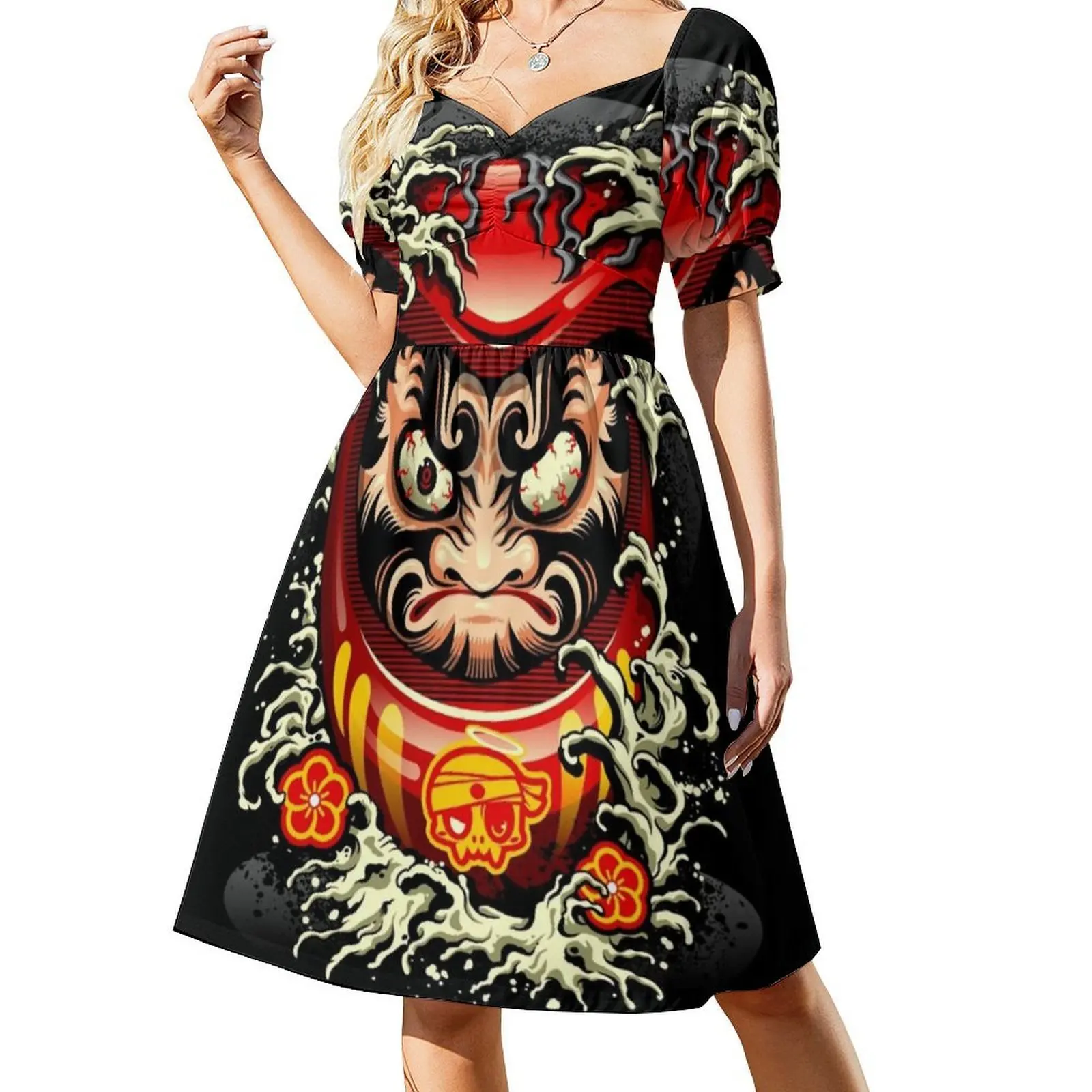 دمية داروما فستان بوهيمي عتيق بأكمام منتفخة أو خيارات بدون أكمام للنساء فستان داروما دمية داروما دمية يابانية مسائية #2