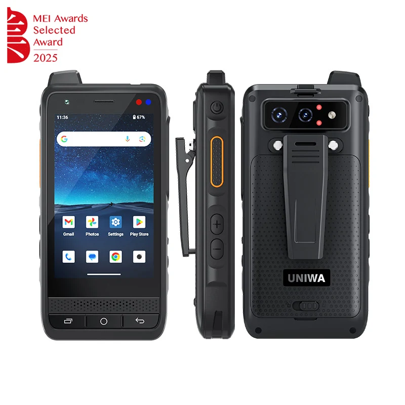 UNIWA F400 4G Rugged PDA Zello POC Walkie Talkie Global  Android 15 4 Inch 4GB+64GB 2.5W Big Speaker 4350mAh PoC SOS Button NFC