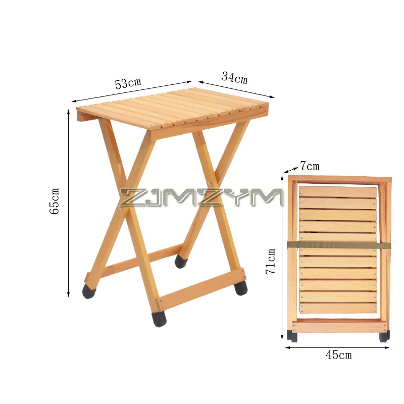 Beech Wood Outdoor Folding Side Table 53X34X65cm for Patio, Garden & Camping, Coffee & Dining End Tables