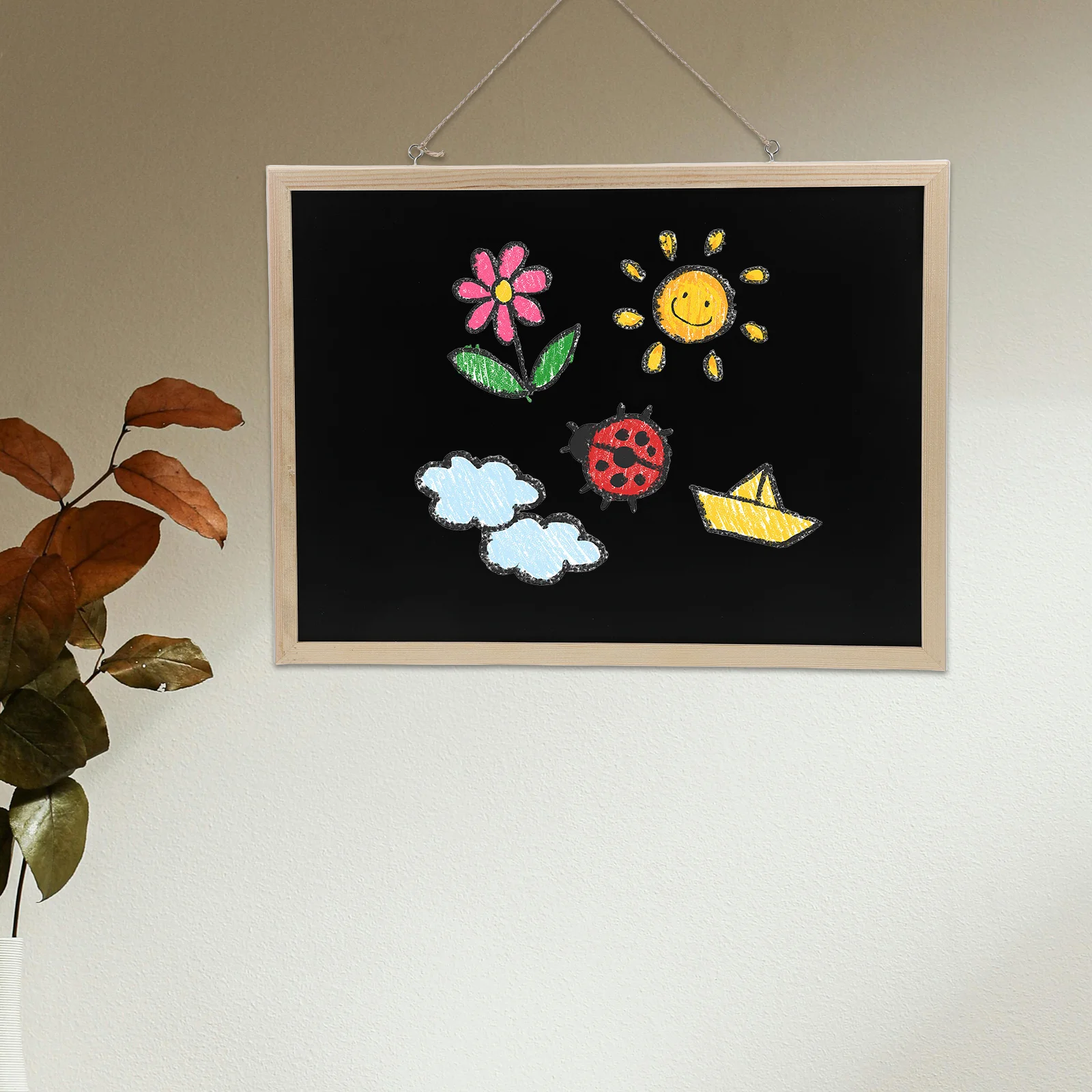 Wooden Frame Small Chalk Board Reusable Portable Office Home Wall Decor Hanging Sign Versatile Use Lightweight