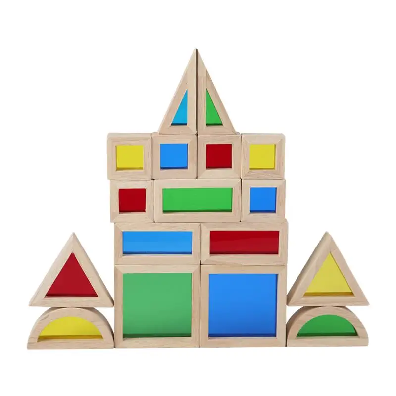 17x juego de apilamiento juguetes de construcción juego de bloques de construcción de madera preescolar colorido niños niñas niños edades 2-4 apilador de arco iris