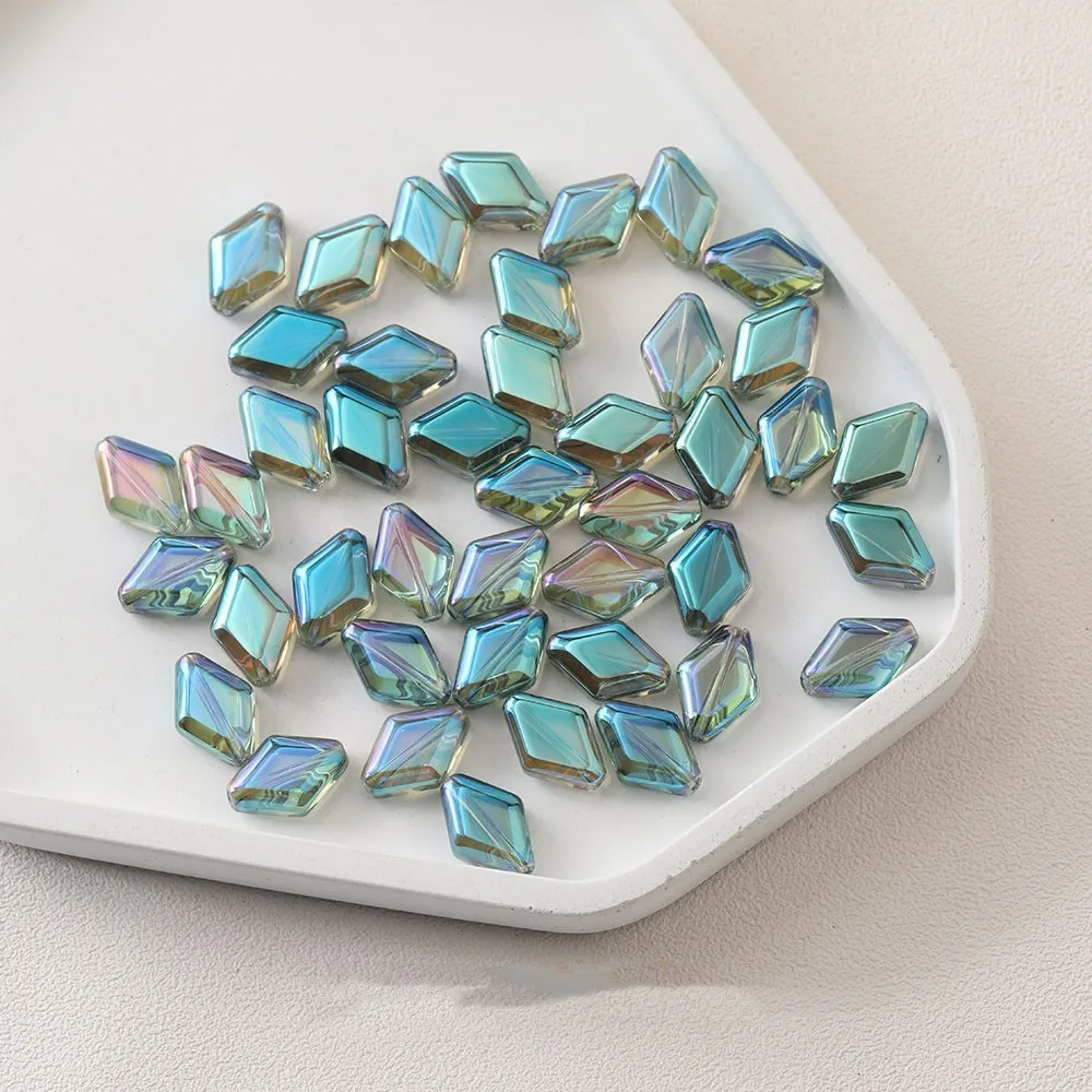 20Pcs 10x15mm Czech Glass Bicone Beads Electroplated Color Rhombic Crystal Beads Handmade Diy Crafts Pendant Rings Accessories