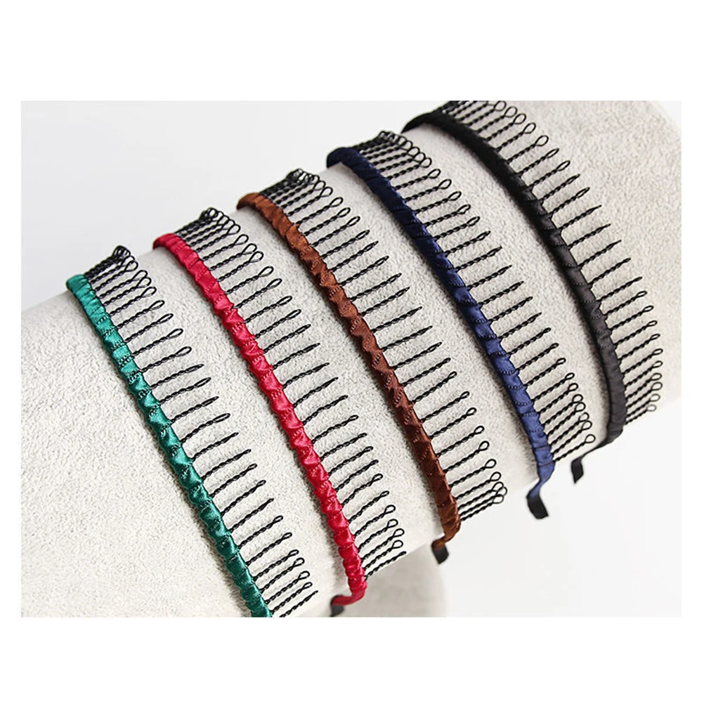 

7 Pcs Metal Hair Hoop Long Tooth Non Slip Headb for Sports Makeup Washing Face Hairb Hoop Hair Accessory Multiple Colors